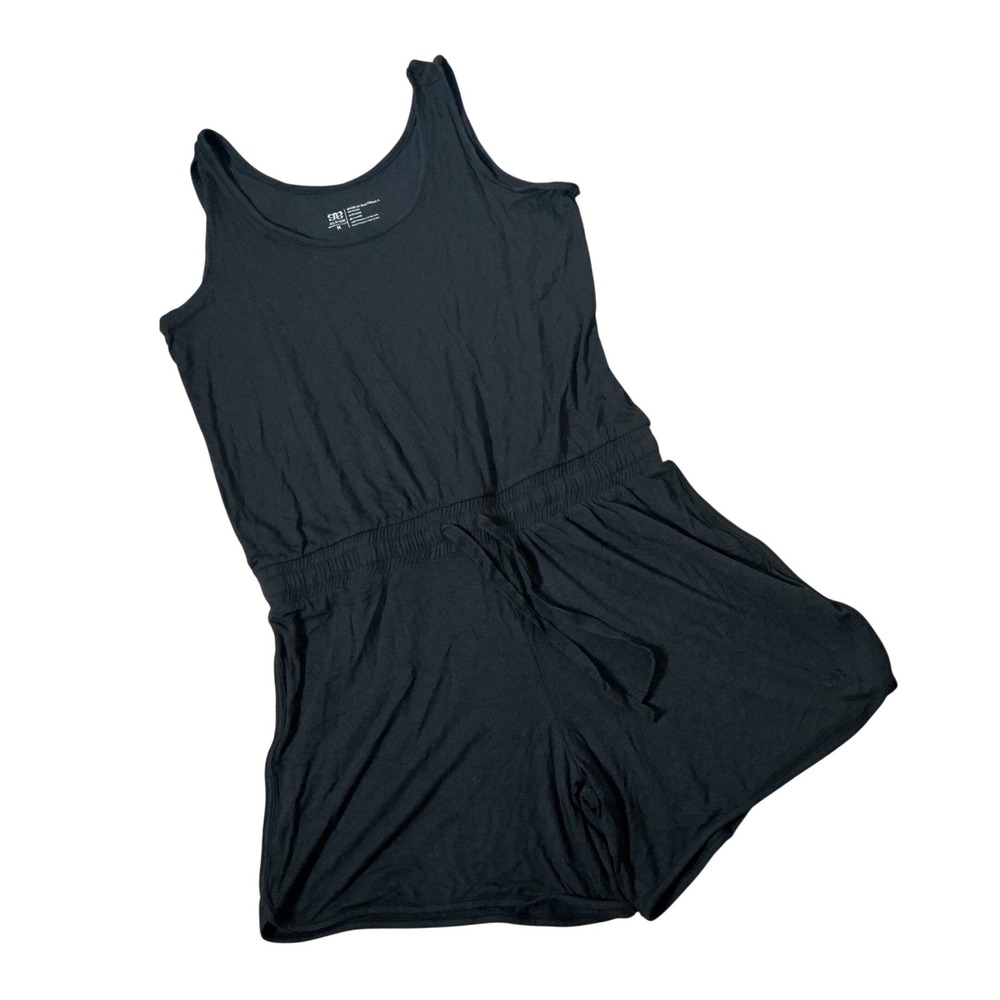 Albion Fit Bamboo Tank Romper Womens Medium Black Sleeveless Drawstring Casual